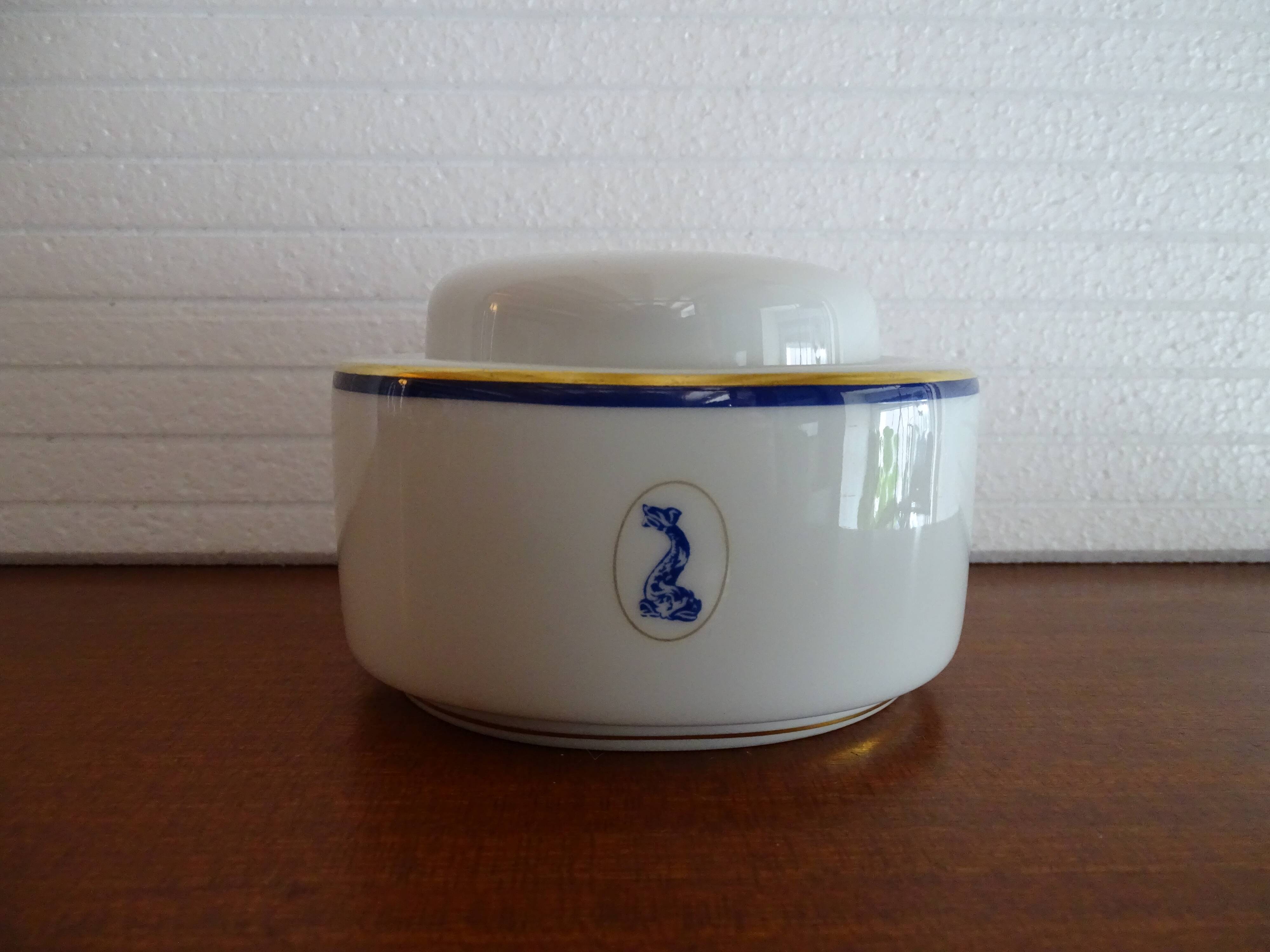 Bernardaud Limoges porcelain sugar bowl dolphin model - B & Cie
