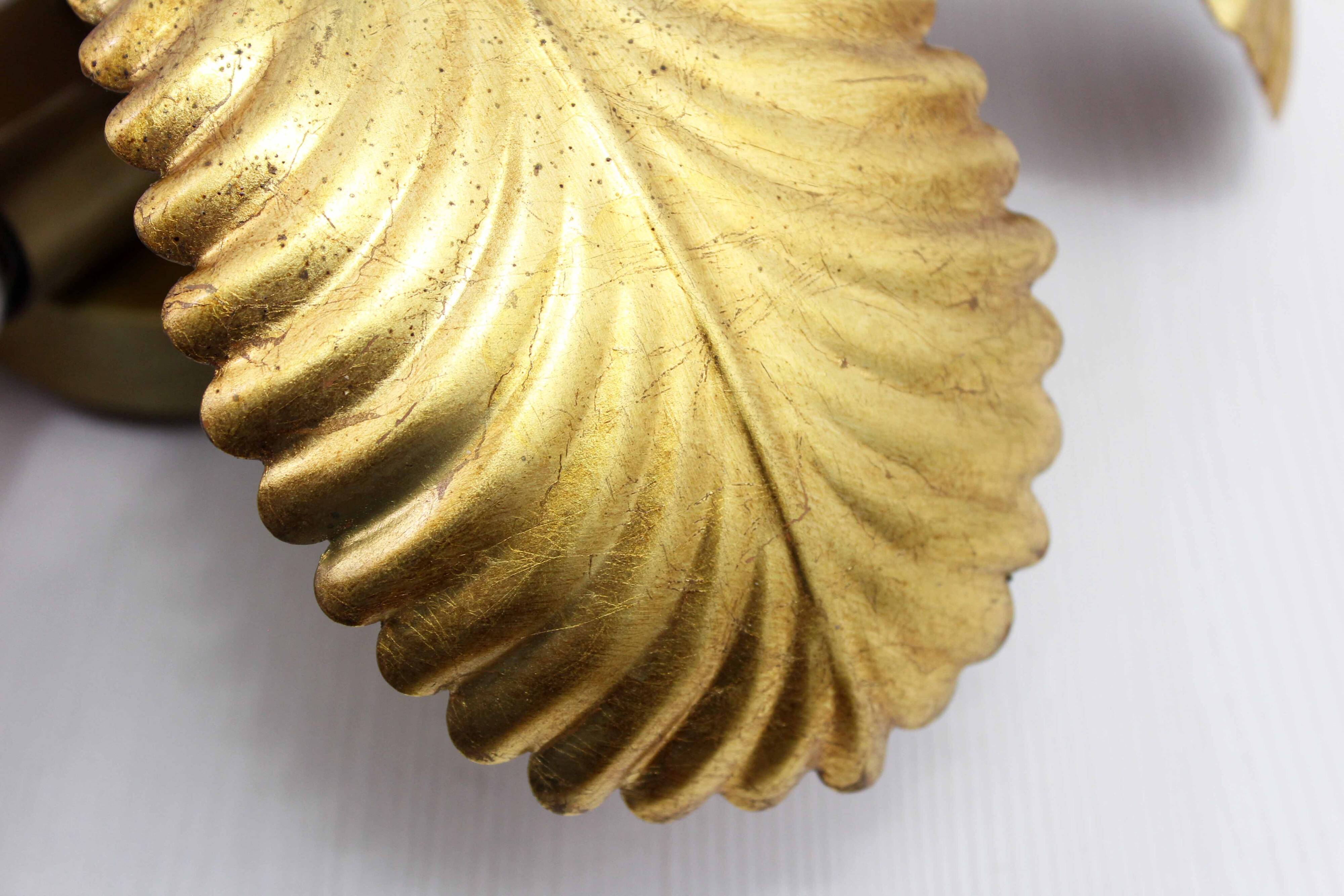 Wall light, ceiling light in gilded metal with gold leaf, 1970-1980