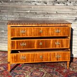 Chest of drawers in Louis XVI period marquetry with castle brand