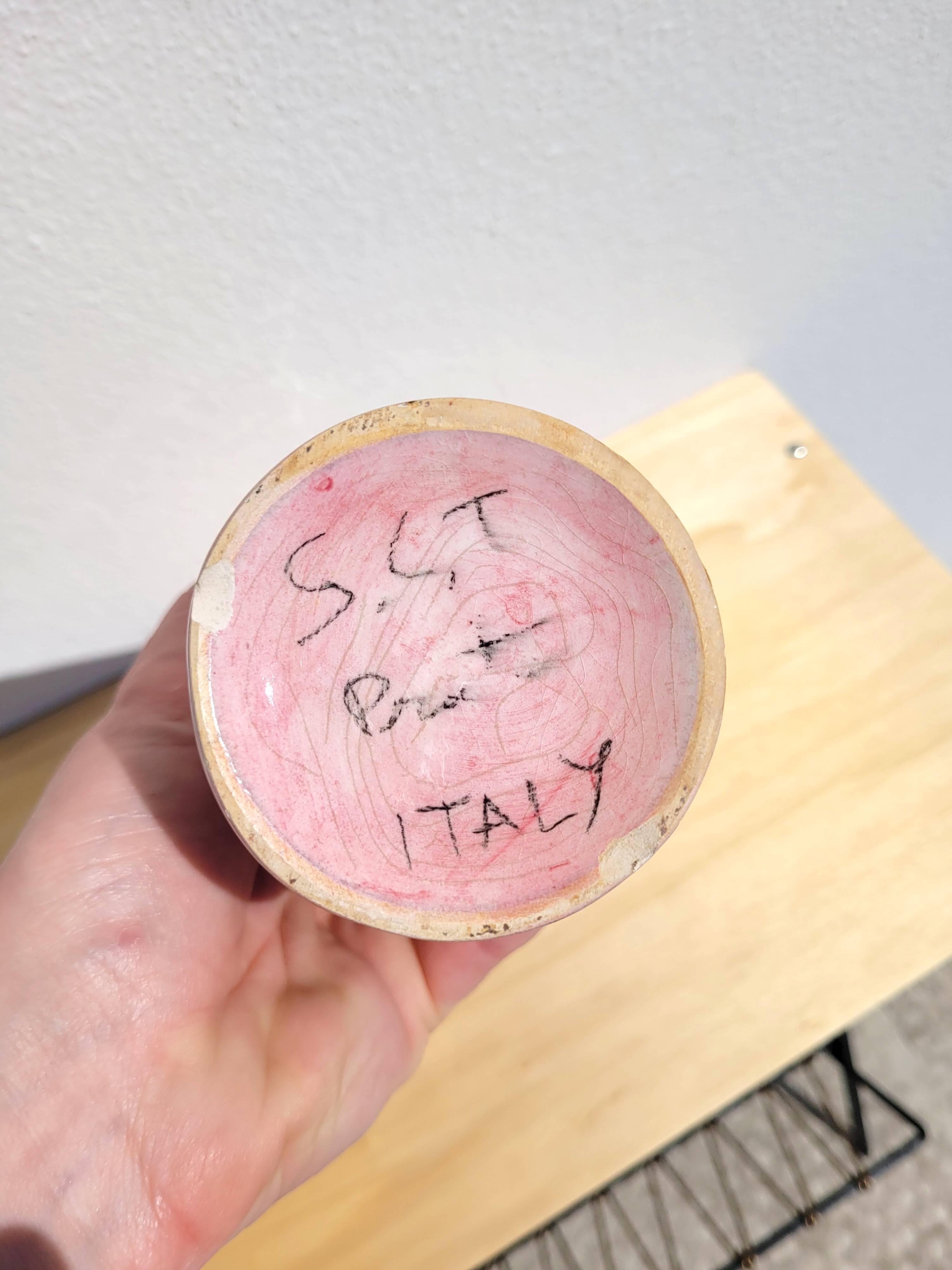 Pink soliflore vase bottle Sct Prato Italy