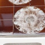 Table low space age in wood and ceramics 1970s