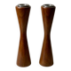 Lot de 2 bougeoirs scandinave diabolo en teck - design danois années 70
