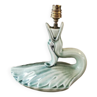 Pied de lampe vintage oiseau céramique de Charolles