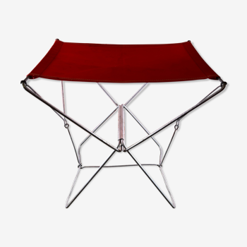 Tabouret nomade pliant de camping rouge vintage