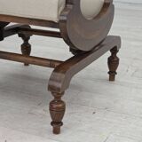 1930s, Danish highback rocking chair, original hand woven wool, ash wood.