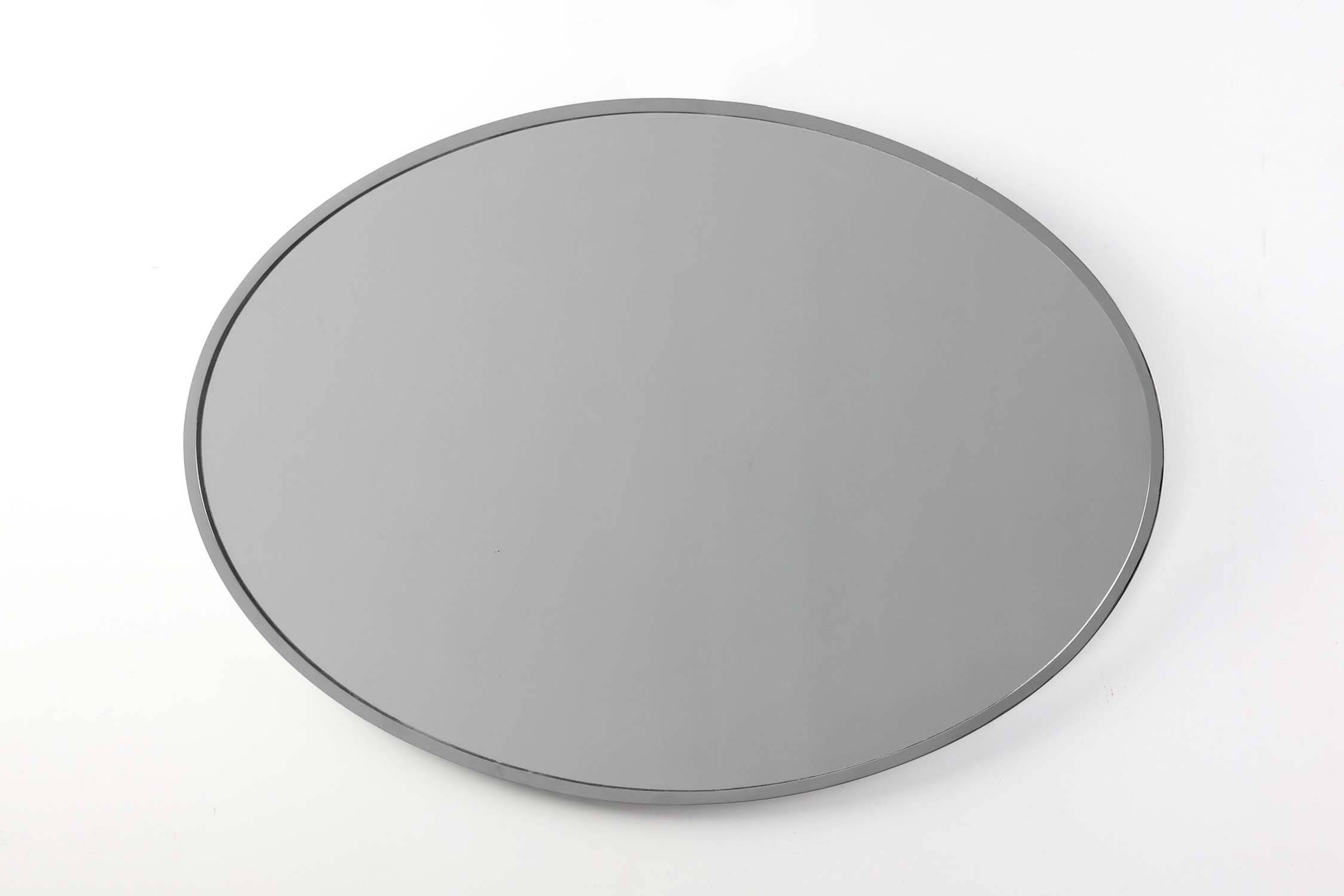 Art Deco Oval Nickel‑Plated Metal Mirror, Belgium, ca. 1925