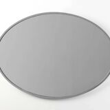 Art Deco Oval Nickel‑Plated Metal Mirror, Belgium, ca. 1925