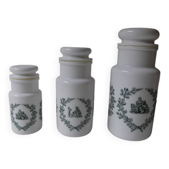 3 apothecary jars 60s