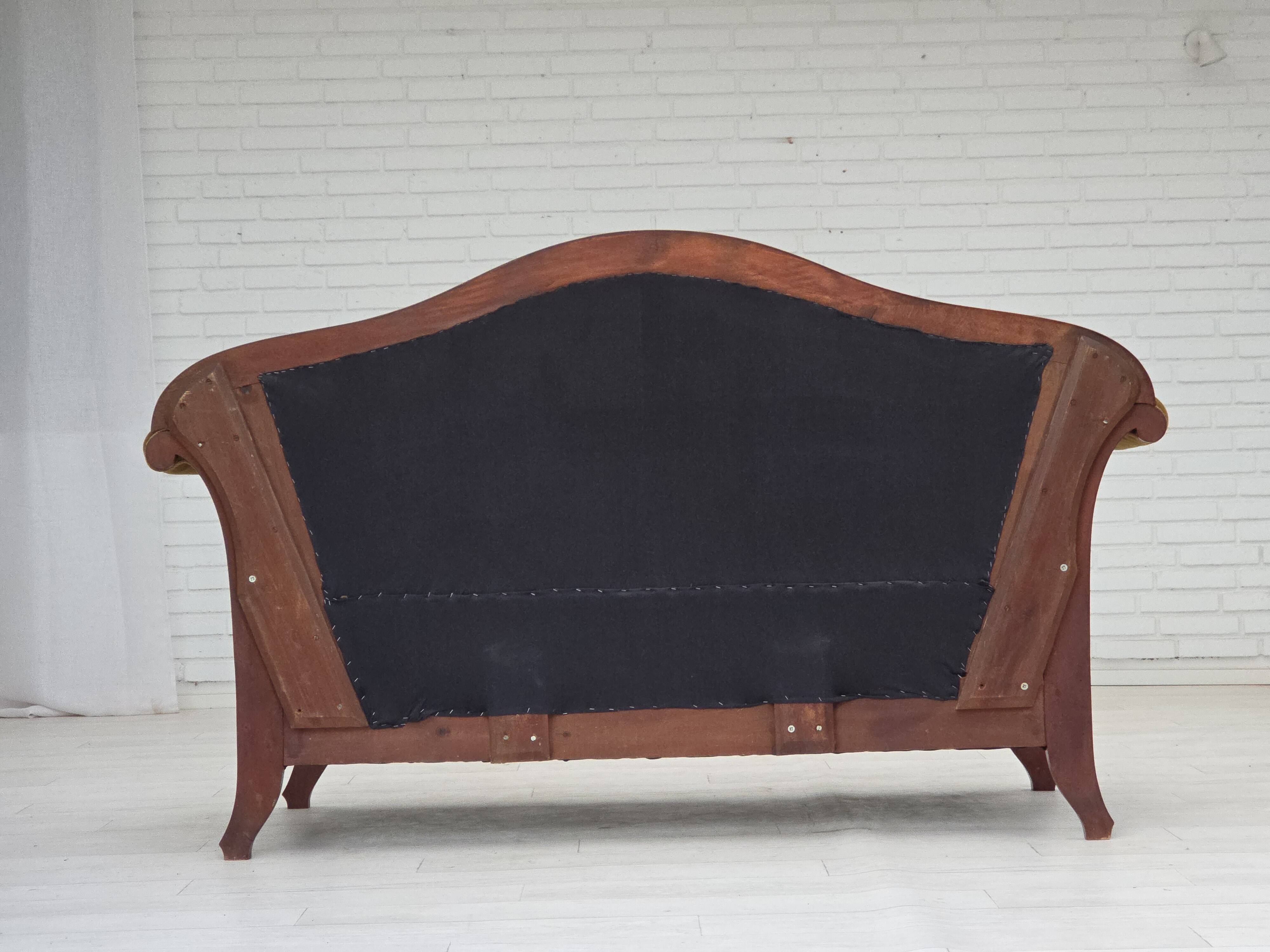 1950s, Danish 2-seater sofa in Biedermeier style, furniture velour.