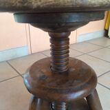 Old solid oak stool adjustable in height 50