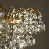 Large mid-century brass & crystal glass ceiling lamp from christoph palme