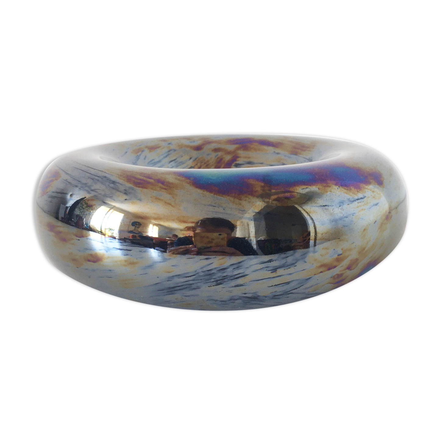 Ceramic silver enamel ashtray