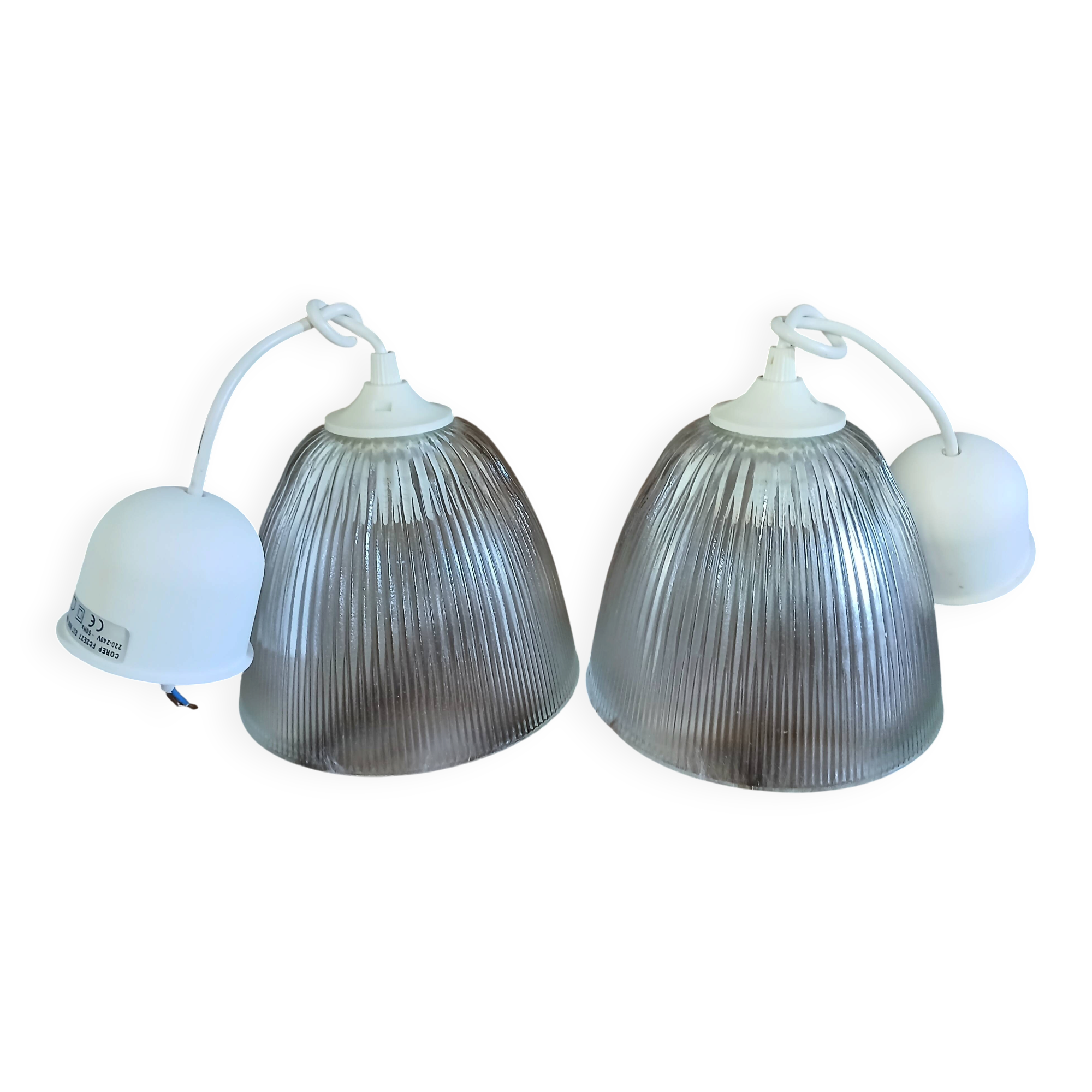 2 antique glass pendants