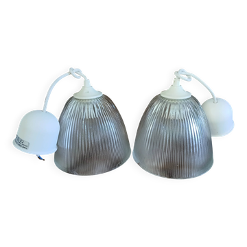 2 antique glass pendants