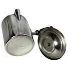 Tableware, marabout milk jug in silver-plated metal and wood from the early 20th century.