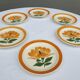 Set 6 assiettes Gien fleur orange 1970 décor peint à la main