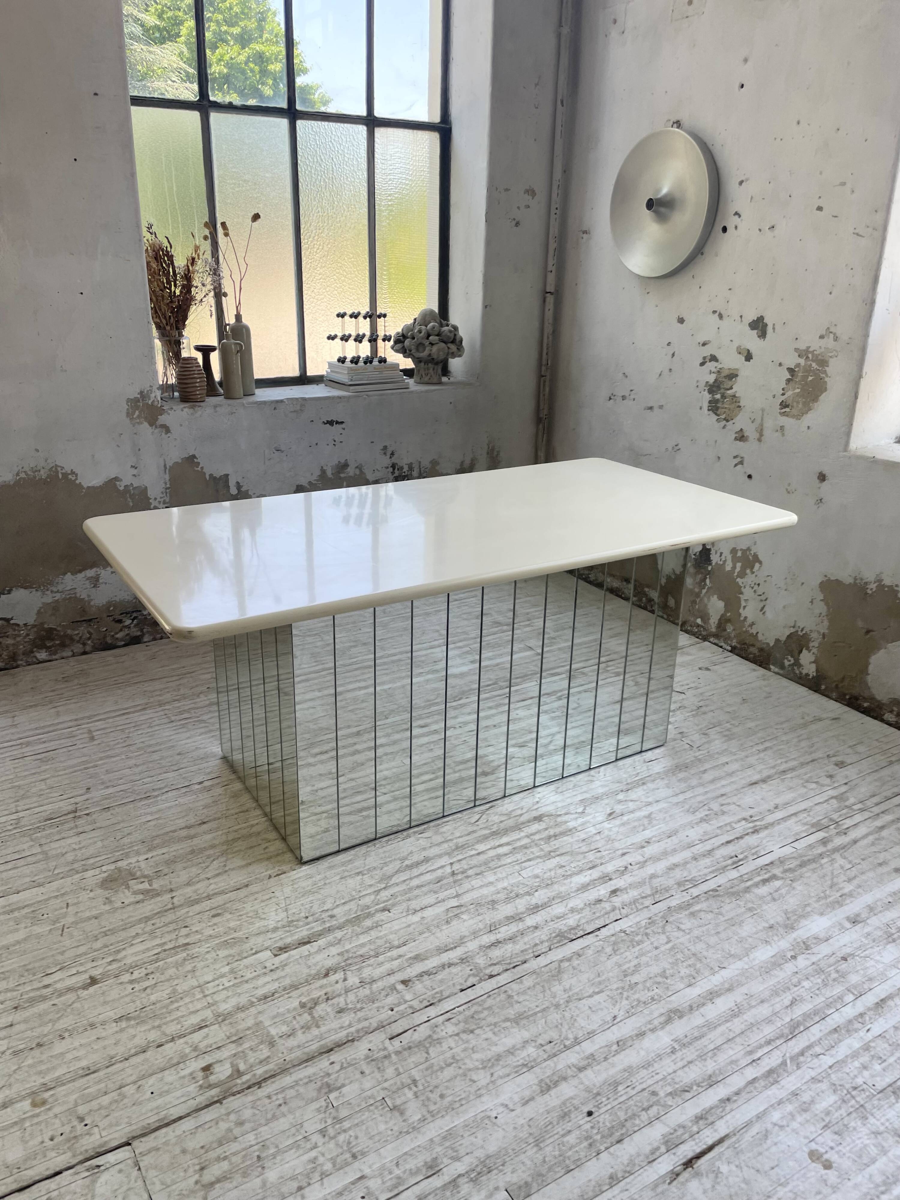 80s lacquered desk and mirror