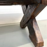 Table Brutaliste en Chêne Massif, Art Populaire (Vers 1900)