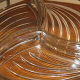 Plateau bois poignées chromées à 3 compartiments verre art déco