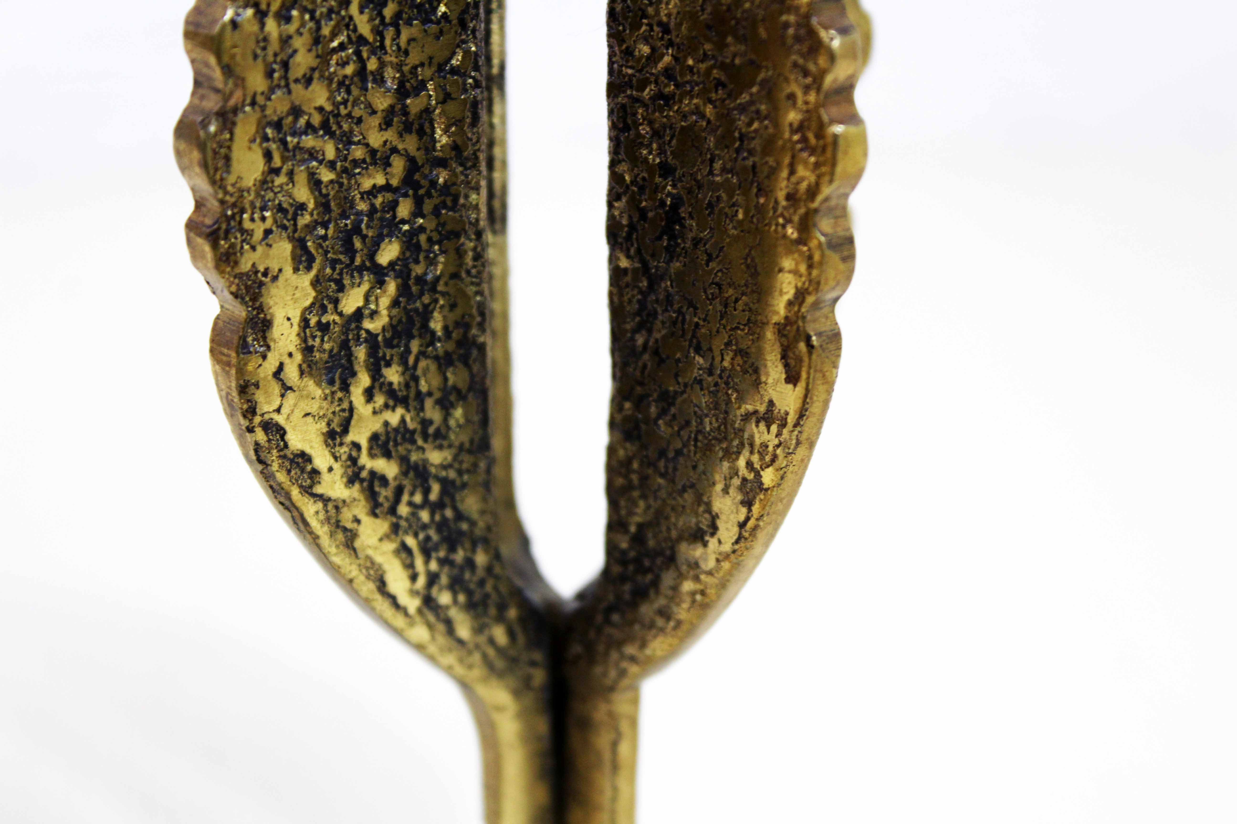 Brutalist bronze candle holder