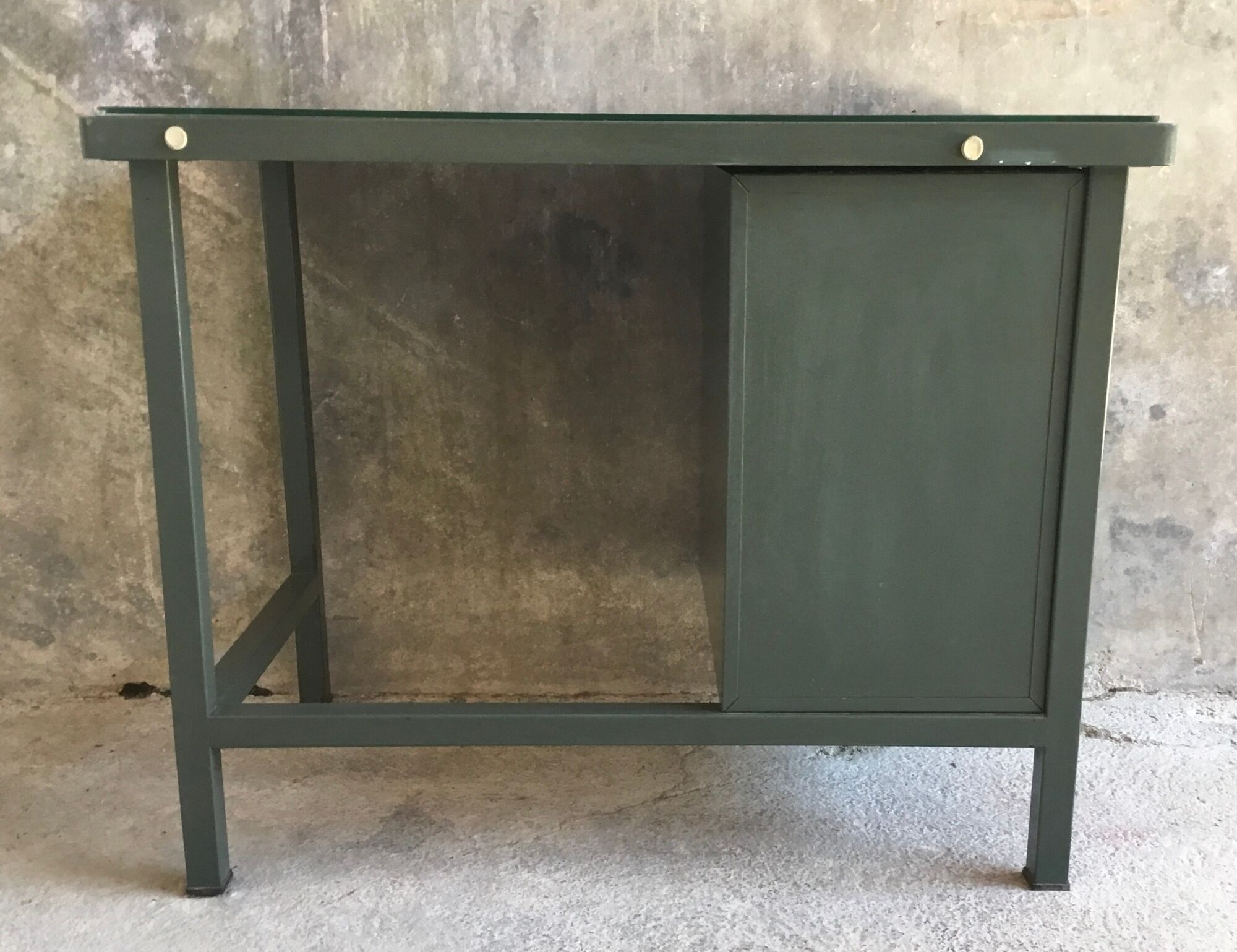 Small metal industrial desk with column of 4 drawers - industrial - 1960