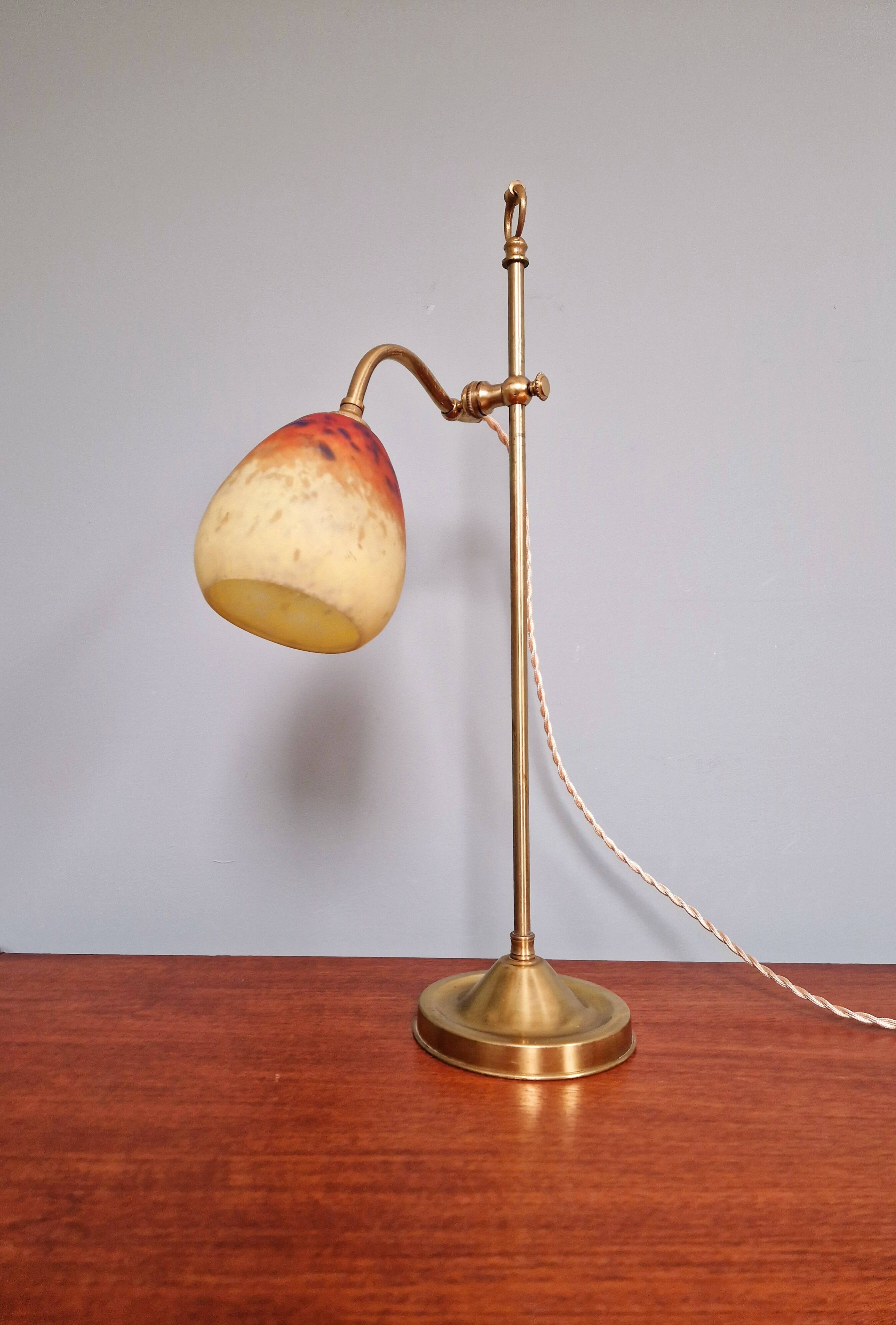 Art Deco desk lamp, glass signed Schneider, 1920s