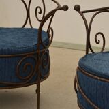 Wrought iron armchairs
