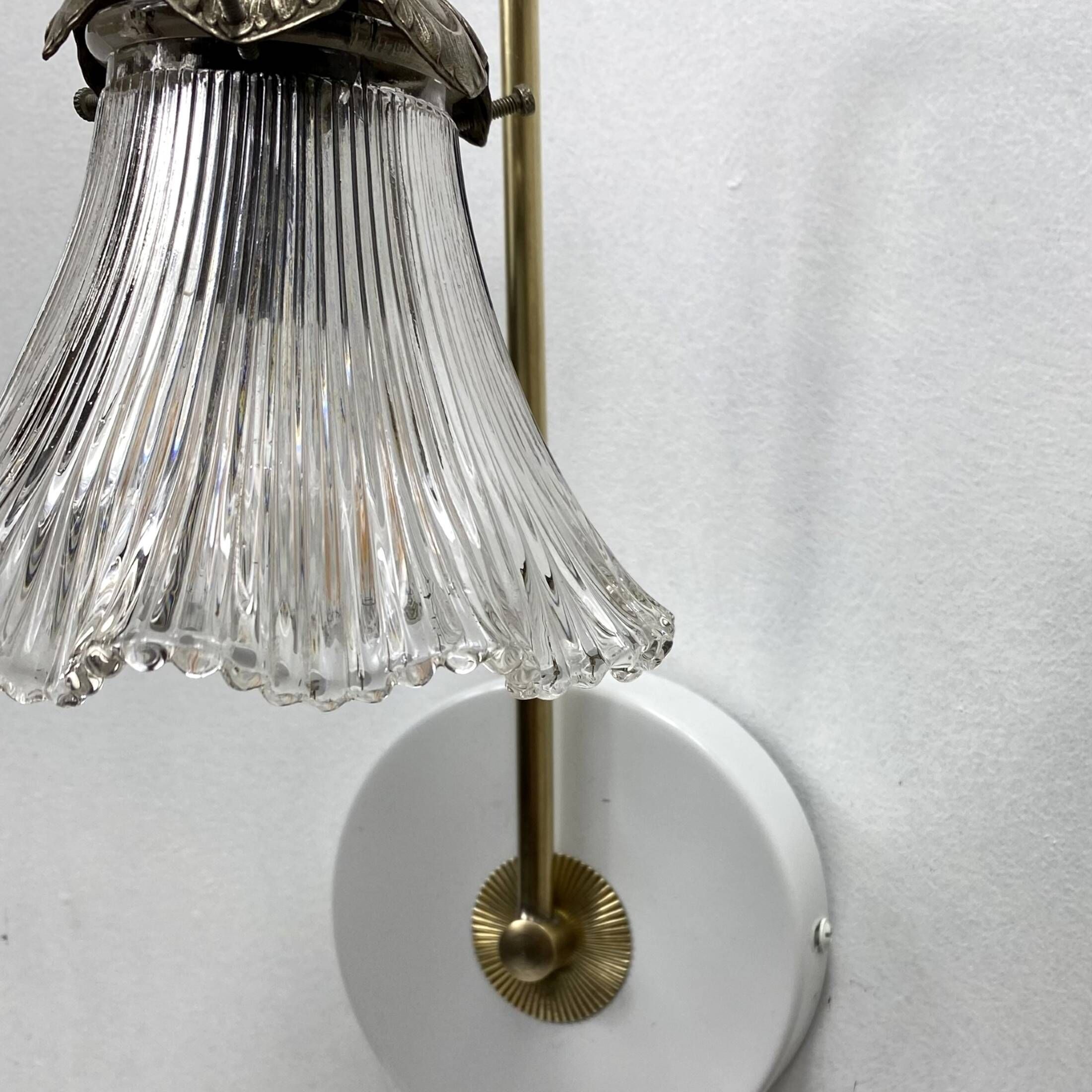 Old wall light swan neck brass tulip transparent glass vintage decoration LAMP-7177