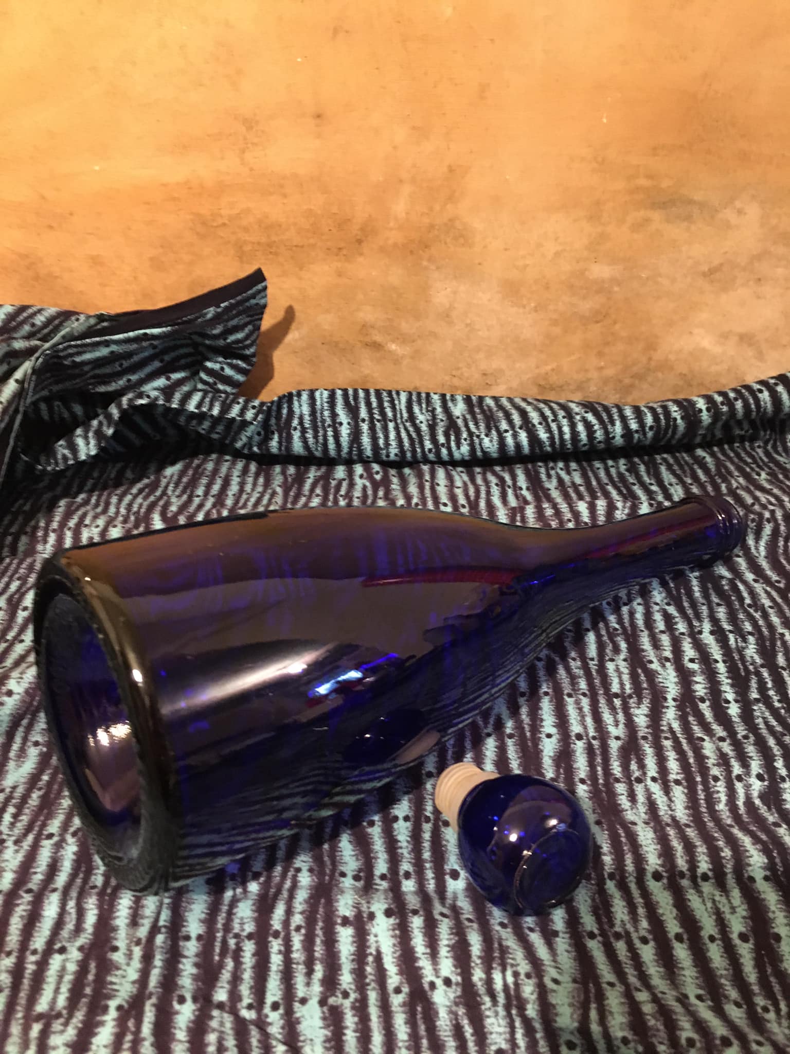 Cobalt blue glass bottle decanter, hermetic cap