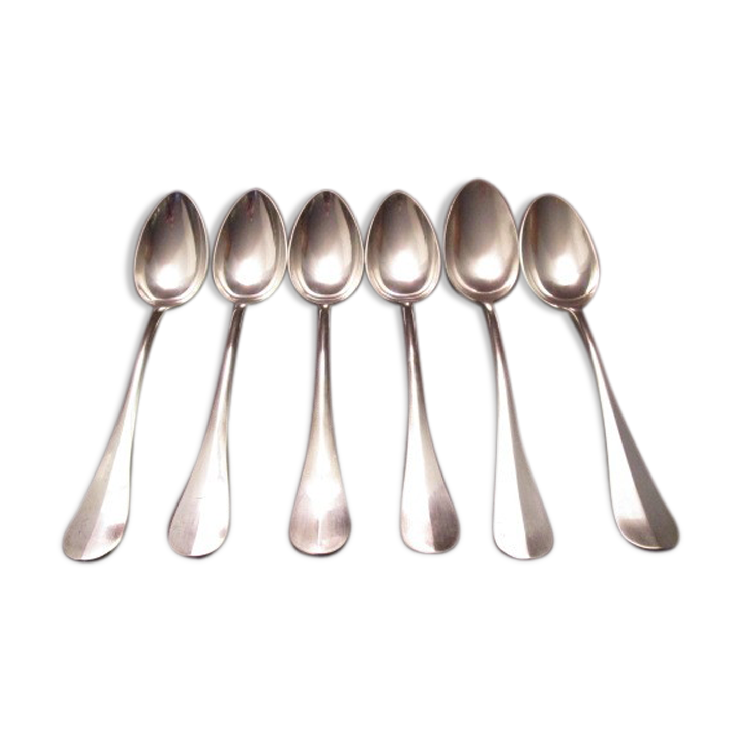 Set of 6 old silver metal spoons mismatched