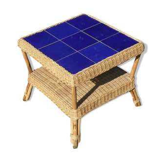 Table basse osier rotin scandinave vintage moderniste