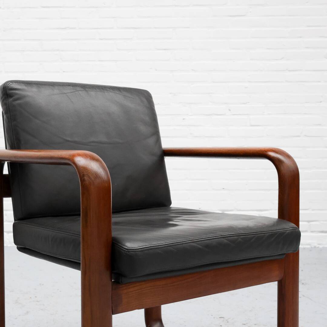 Fauteuil en frêne et cuir par Burkhard Voghterr pour Rosenthal, années 1970
