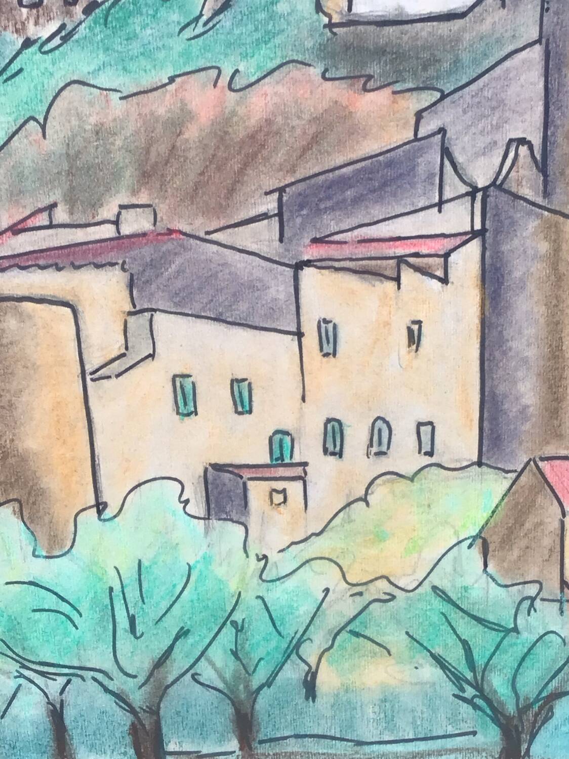 Fortified village painting