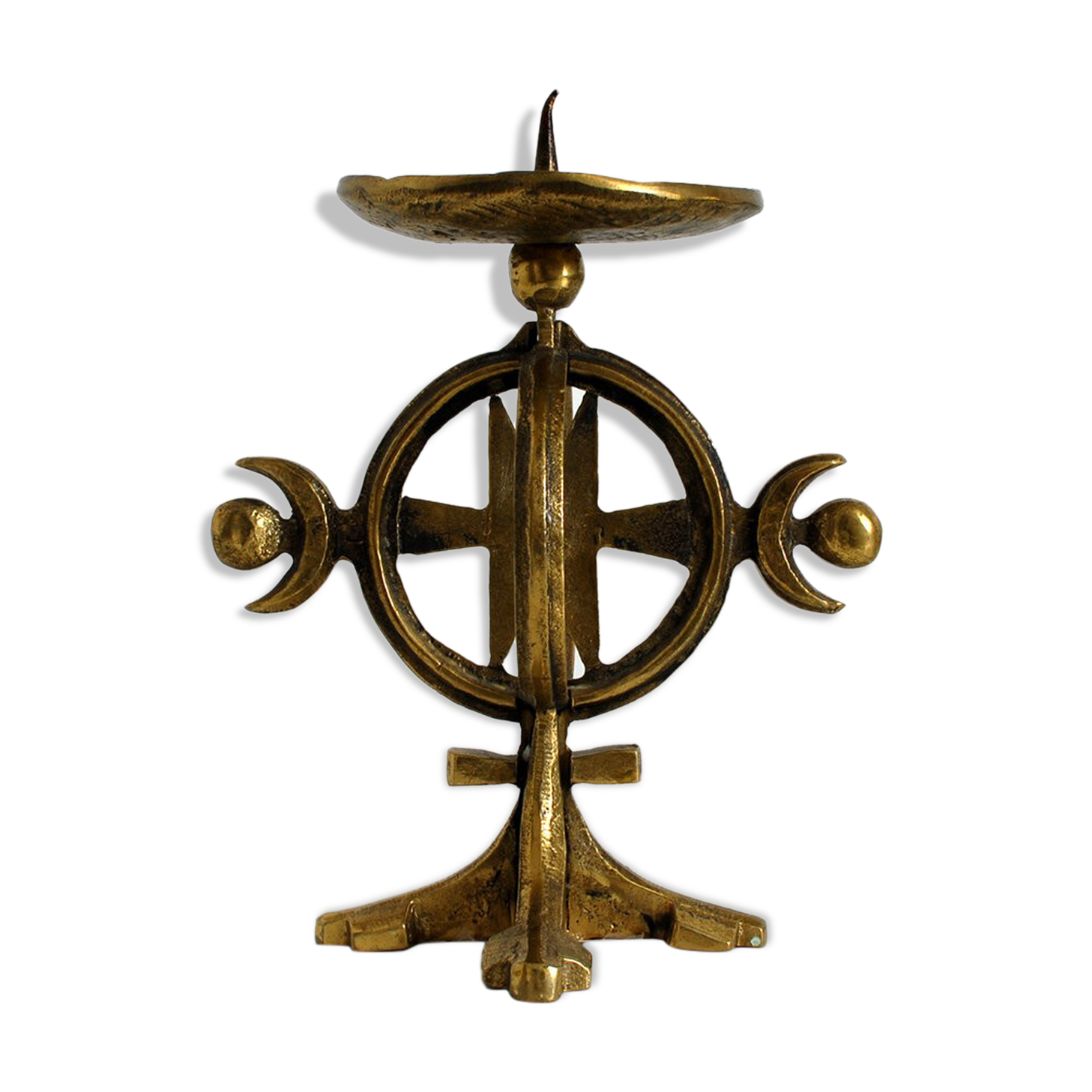 Norwegian Brass Chandelier Arts & Crafts 1960