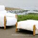 Enzo Mari, Gamba di Legno armchair and ottoman, Driade, Italy, 1976