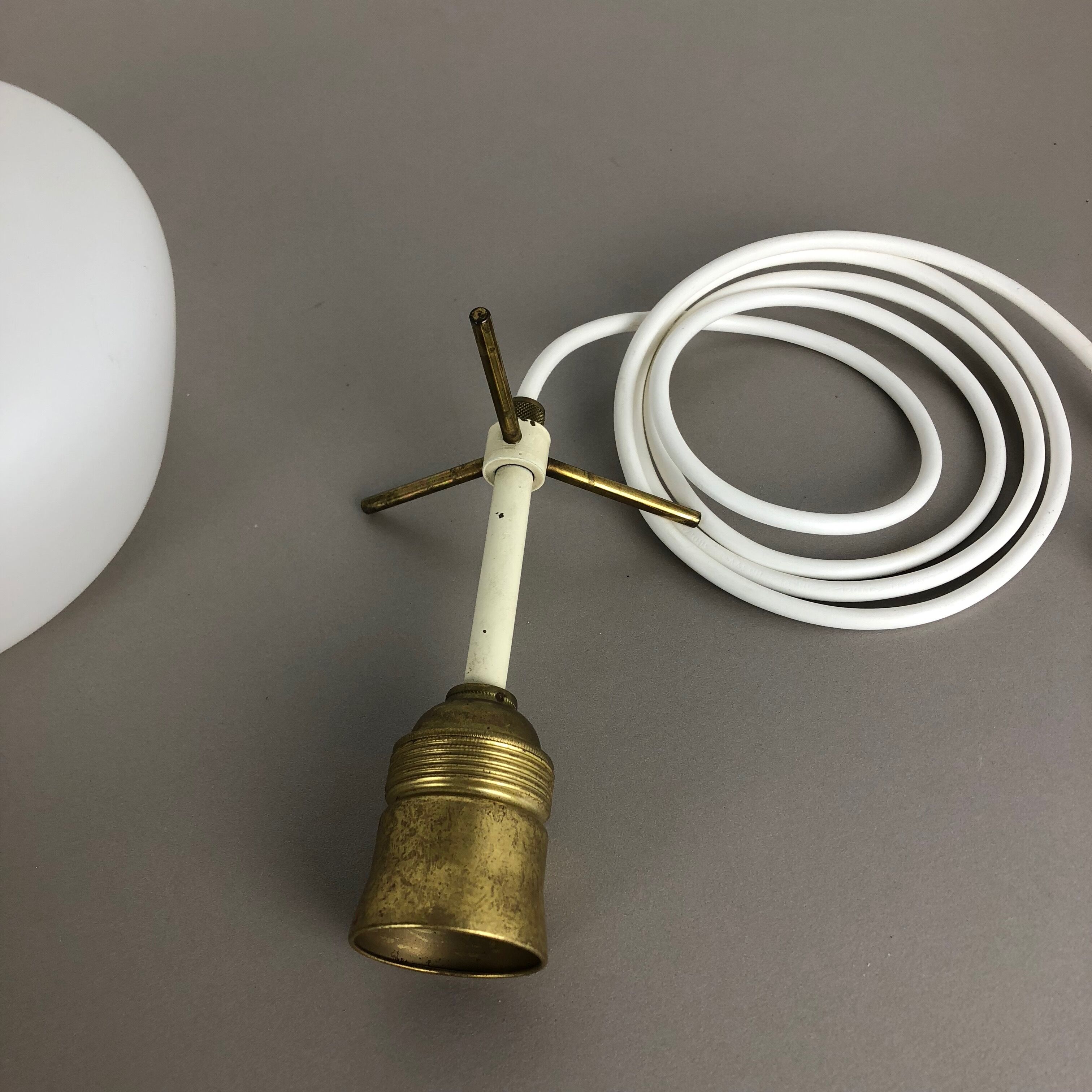 Original midcentury opal glass tube hanging light, italy, 1950