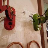 Pair of red and green Hala Zeist wall lights Dutch design 1960