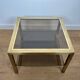 Pair of large square brass side tables