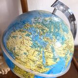 Vintage plastic and wood globe, 70s-80s