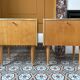 Paire de chevets en bois SEMB vintage – pieds compas & laiton doré