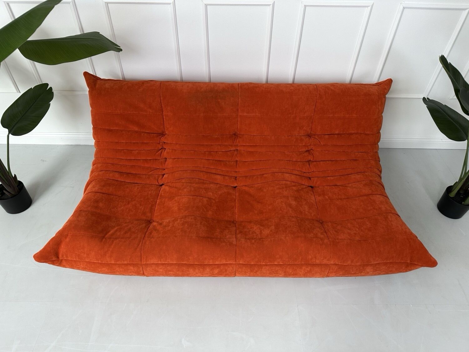 Ligne Roset Togo Orange Alcantara 3-seater designer sofa