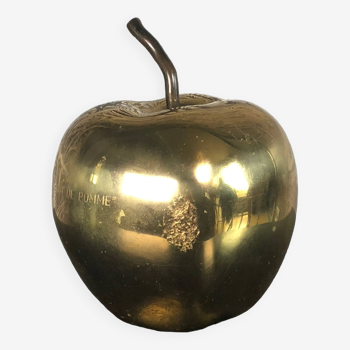 Apple paperweight in gilded bronze by Monique Gerber