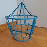Suspension cage lamp in turquoise metal