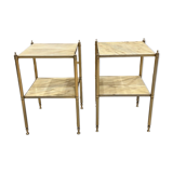 Pair of vintage marble and brass end tables 1970s