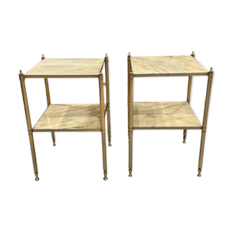 Pair of vintage marble and brass end tables 1970s