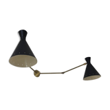 Murable applied Italian double  Lampshade black painted metal