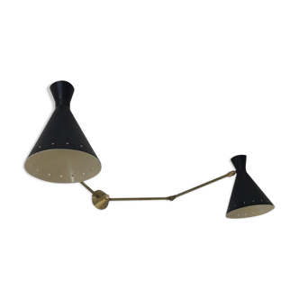 Murable applied Italian double  Lampshade black painted metal