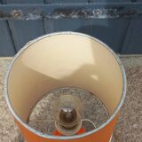 Designer lamp from the 70s in chrome metal and orange lacquered wood