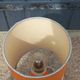 Designer lamp from the 70s in chrome metal and orange lacquered wood