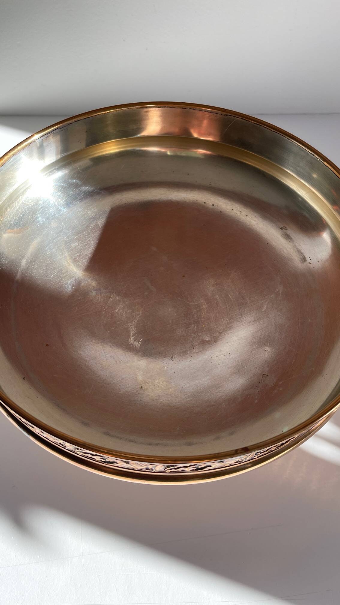 Silver Bronze Metal Fruit Bowl